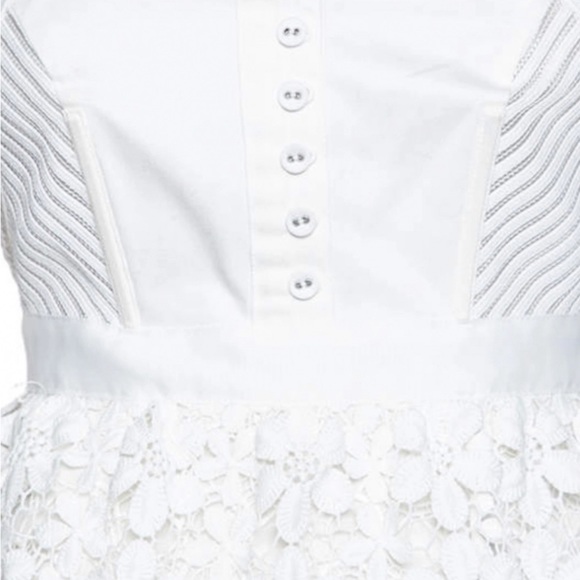 Self Portrait White Guipure Lace Tiered Off Shoulder Mini Dress - Picture 7 of 7